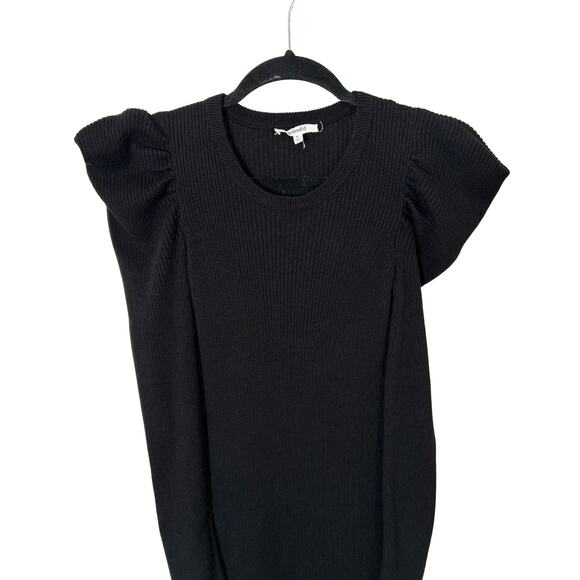 Splendid Ribbed Sweater Dress with Puff Shoulder Sleeves – Black, Size Small - Picture 3 of 5